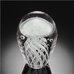 ART GLASS PURPLE JELLYFISH GLOW IN THE DARK