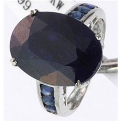 15 CTW. SAPPHIRE RING - OVAL CUT -10 KW GOLD