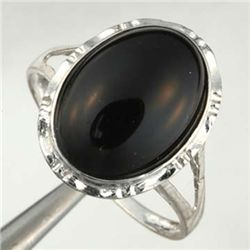 Genuine Onyx Ring in 10K White Gold