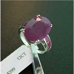 12 ctw. Genuine Ruby Sterling Silver Ring