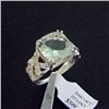 Image 1 : Large 5.80 ct. Green Amethyst and Diamond Ring in Sterling Silver