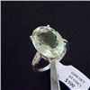 Image 1 : Large 10 ct. Green Amethyst and Diamond Ring in Sterling Silver