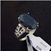 Image 1 : Large 9.1 ct. Genuine Sapphire and Diamond Ring in Sterling Silver