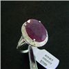 Image 1 : Large 9.8 ct. Genuine Ruby and Diamond Ring in Sterling Silver