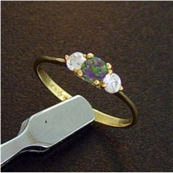 10K Gold Mystic Topaz & CZ Ring