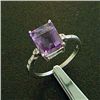 Image 1 : Genuine Amethyst and Diamond Sterling Silver Ring