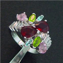 Sterling Silver Multi-Gemstone Ring