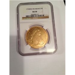 1776 Spanish Columbia  Gold 8 Escudo Large Coin