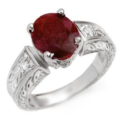 Genuine 3.85 ctw Ruby & Diamond Ring 10K White Gold