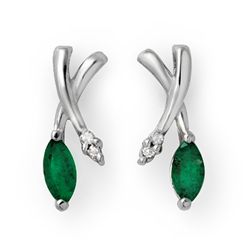 Genuine 0.50 ctw Emerald & Diamond Earrings White Gold