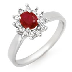 Genuine 0.70 ctw Ruby & Diamond Ring 14K White Gold