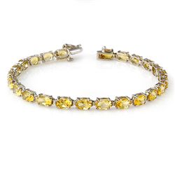 Genuine 12.18 ctw Citrine Bracelet 10K White Gold