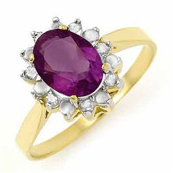Genuine 1.26 ctw Amethyst & Diamond Ring 10K White Gold