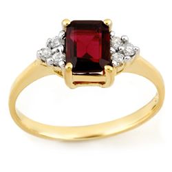 Genuine 1.12 ctw Garnet & Diamond Ring 10K Yellow Gold