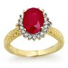 Image 1 : Genuine 2.65 ctw Ruby & Diamond Ring 10K Yellow Gold