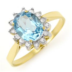 Genuine 1.69 ctw Blue Topaz & Diamond Ring 10K Gold