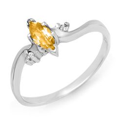 Genuine 0.29 ctw Citrine & Diamond Ring 10K White Gold