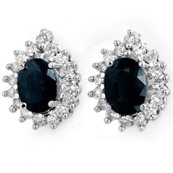 Genuine 3.87 ctw Sapphire & Diamond Earrings 14K Gold