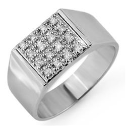 Natural 0.25 ctw Diamond Men's Ring 10K White Gold