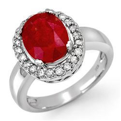 Genuine 4.65 ctw Ruby & Diamond Ring 10K White Gold