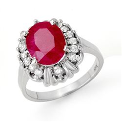 Genuine 3.33 ctw Ruby & Diamond Ring 10K White Gold