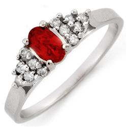 Genuine 0.50 ctw Red Sapphire & Diamond Ring 10K Gold