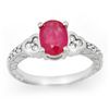 Image 1 : Genuine 2.31 ctw Ruby & Diamond Ring 14K White Gold