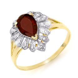 Genuine 1.11 ctw Garnet & Diamond Ring 10K Yellow Gold