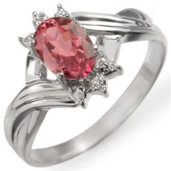 Genuine 0.79 ctw Pink Tourmaline & Diamond Ring Gold