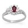 Image 1 : Genuine 0.45 ctw Ruby & Diamond Ring 10K White Gold