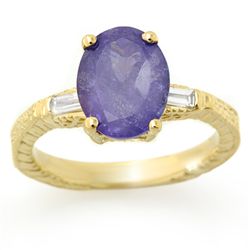 Genuine 3.7ctw Tanzanite & Diamond Ring 10K Yellow Gold