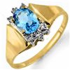 Image 1 : Genuine 1.03 ctw Blue Topaz & Diamond Ring 10K Gold