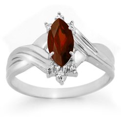 Genuine 0.51 ctw Garnet & Diamond Ring 10K White Gold