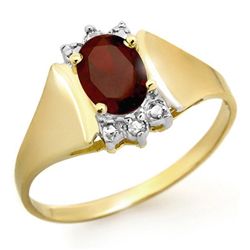 Genuine 1.03 ctw Garnet & Diamond Ring 10K Yellow Gold