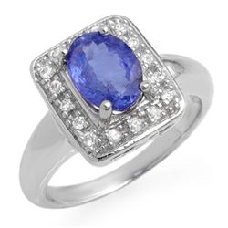 Genuine 2.65ct Tanzanite & Diamond Ring 10K White Gold