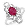 Image 1 : Genuine 1.35 ctw Ruby & Diamond Ring 10K White Gold