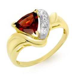 Genuine 1.28 ctw Garnet & Diamond Ring 10K Yellow Gold