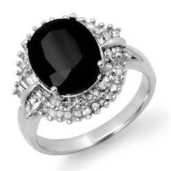 Genuine 6.29 ctw Sapphire & Diamond Ring 14K White Gold