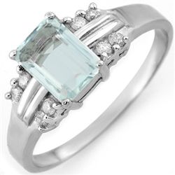 Genuine 1.41 ctw Aquamarine & Diamond Ring 10K Gold