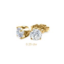 Natural 0.25 ctw Diamond Stud Earrings 14K Yellow Gold