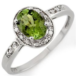 Genuine 1.10ctw Green Tourmaline & Diamond Ring Gold