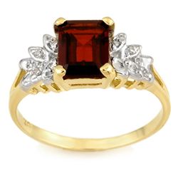 Genuine 2.37 ctw Garnet & Diamond Ring 10K Yellow Gold