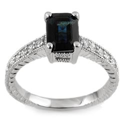 Genuine 2.65 ctw Blue Sapphire & Diamond Ring 14K White Gold