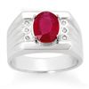 Image 1 : Genuine 3.06 ctw Ruby & Diamond Men's Ring 10K Gold