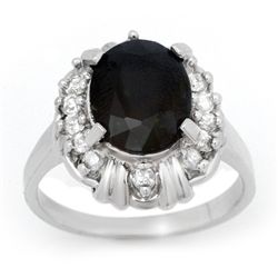 Genuine 3.83 ctw Sapphire & Diamond Ring 10K White Gold