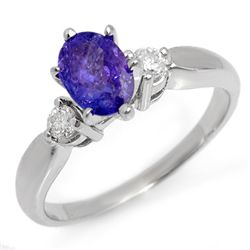 Genuine 1.25ct Tanzanite & Diamond Ring 14K White Gold