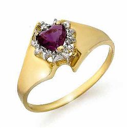 Genuine 0.40ctw Amethyst & Diamond Ring 10K Yellow Gold
