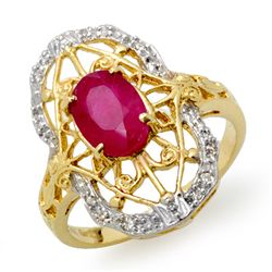 Genuine 2.12 ctw Ruby & Diamond Ring 14K Yellow Gold