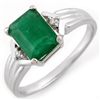 Image 1 : Genuine 1.53 ctw Emerald & Diamond Ring 10K White Gold