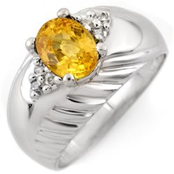 Genuine 1.65 ctw Yellow Sapphire & Diamond Ring 10K White Gold